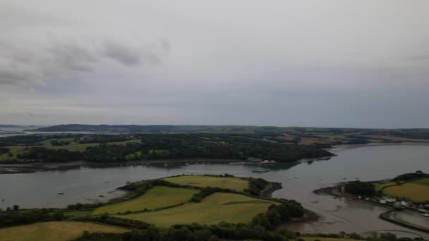 Vista Ángulo Alto Playa Cornwall Capturado Con Cámara Drone Octubre — Vídeo de stock
