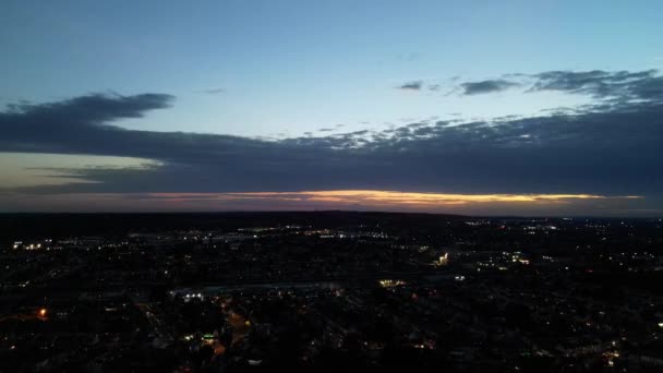 Günbatımından Sonra High Angle Luton City Ekim 2023 Drone Kamerası — Stok video