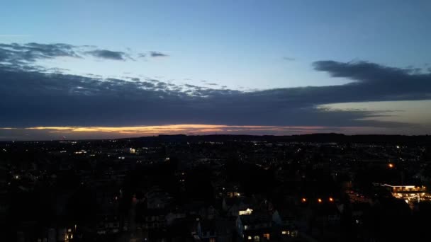 High Angle Luton City Sunset Inglês Capturado Com Câmera Drone — Vídeo de Stock