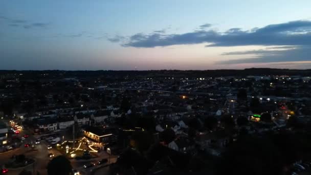 High Angle Luton City Západu Slunce Zachycen Dronovou Kamerou Října — Stock video