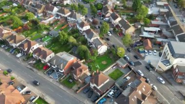 Luton Konutları 'nın Güzel Yüksek Açı Manzarası Emlak Evleri. 8 Ekim 2023 'te Drone' un Kamerası ile yakalanmış.