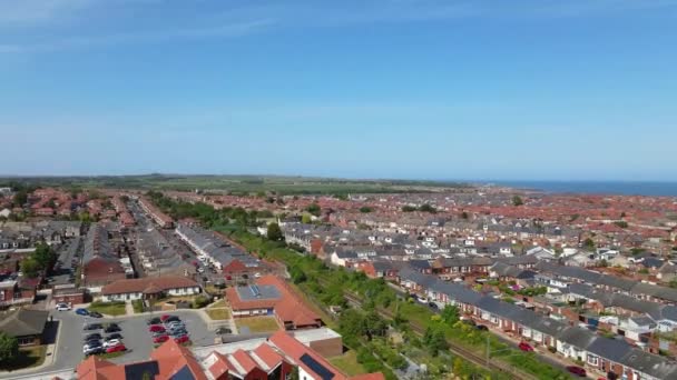 High Angle Footage Modern Real Estate Housing District Whitburn Sunderland — Vídeo de Stock