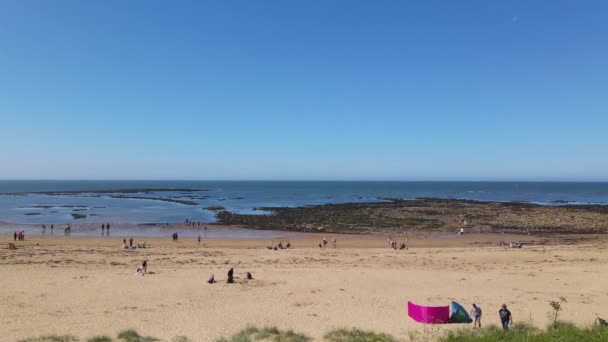 High Angle Footage Sea View Beach Whitburn Sunderland Tyne Wear — Stock video