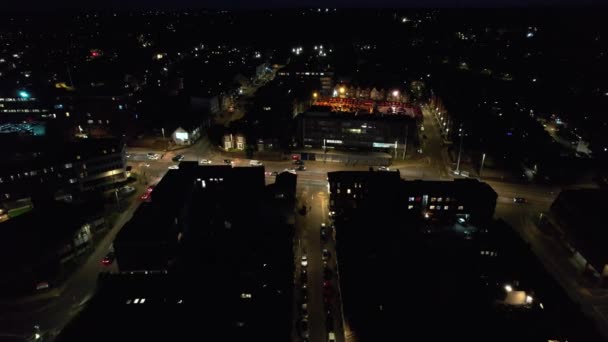 Vysoký Úhel Pohledu Jihovýchodní Downtown Central Luton City Obchodní Čtvrti — Stock video