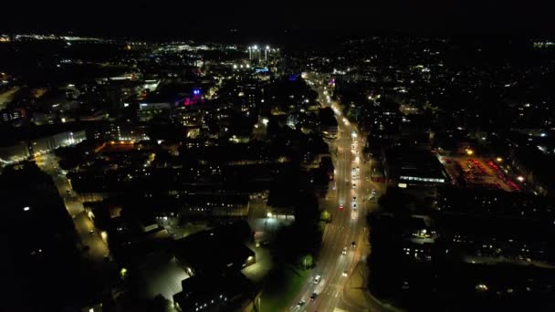 夜景下的东南下城 中卢顿市和商业区的高角景观 镜头是在2023年9月5日用无人机拍摄的 — 图库视频影像