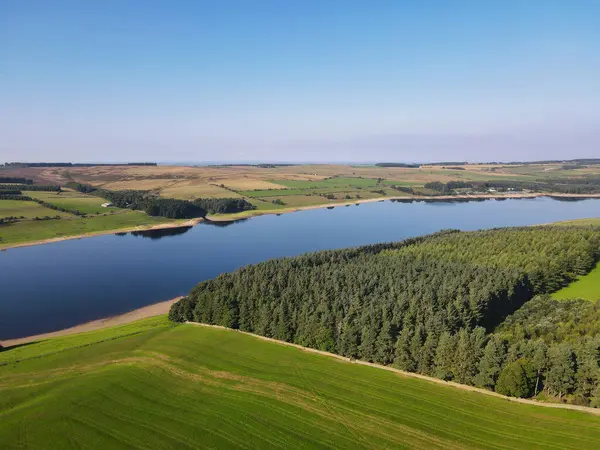 stock image Aerial View of Northumberland Town and Beach of England Great Britain. Jan 24th, 2023