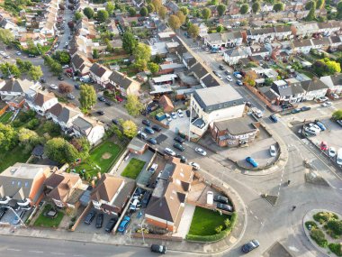 İngiltere 'nin Kuzey Luton Kasabası Büyük Britanya Havacılık Panoramik Manzarası. Görüntü, İHA 'nın Kamerasıyla 8 Ekim 2023' te Orta İrtifa 'dan çekildi..