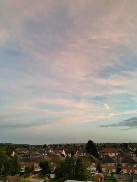 Vista Alto Angolo Della Luton City Illuminata Inghilterra Durante Cielo — Foto Stock