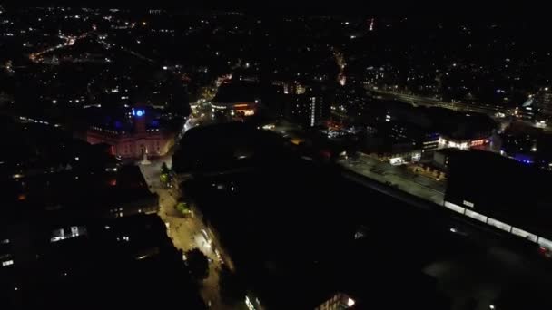 Ngiltere Nin Aydınlanmış Merkezi Luton Kasabası Büyük Britanya Nın Hava — Stok video