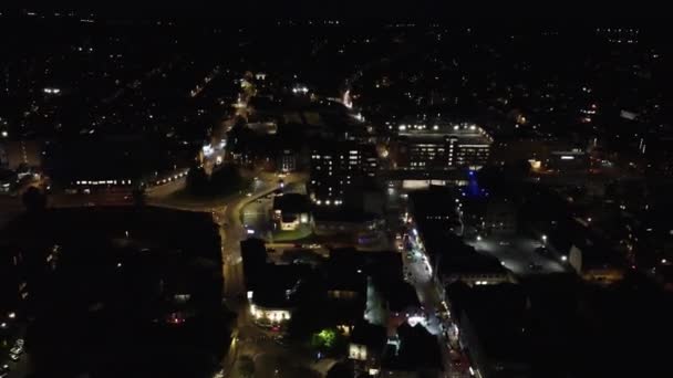 Ngiltere Nin Aydınlanmış Merkezi Luton Kasabası Büyük Britanya Nın Hava — Stok video