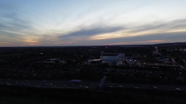 日落时分 卢顿市和路 2023年10月15日用Drone Camera拍摄 — 图库视频影像