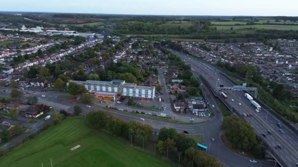 Luton City Roads Sunset Capturado Com Câmera Drone Outubro 15Th — Vídeo de Stock