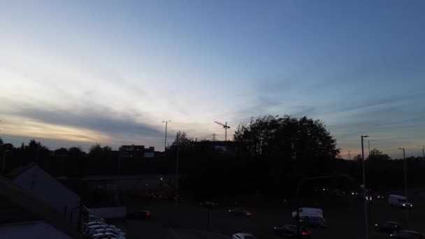 Luton City Roads Sunset Inglés Capturado Con Cámara Drone Octubre — Vídeos de Stock