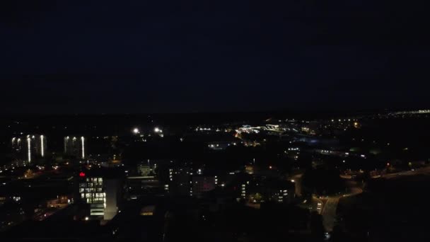 Вид Воздуха Иллюминированный Лутон Сити Англии После Заката Ночь Лето — стоковое видео