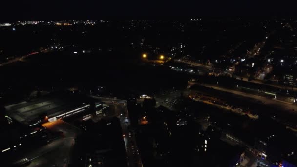 Widok Lotu Ptaka Illuminated Luton City England Zachodzie Słońca Nocy — Wideo stockowe