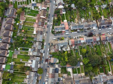 Gün batımında Luton City 'nin panoramik hava manzarası. 25 Eylül 2023 'te yakalandı. 