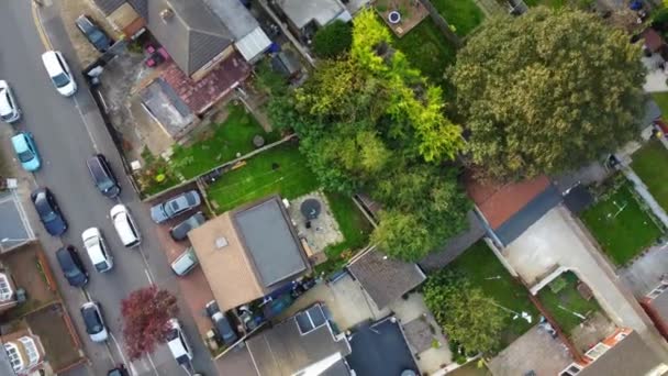 High Angle Footage Von Luton Town Houses Sonnigen Tag Des — Stockvideo