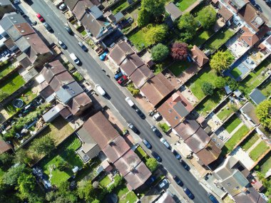 İngiltere 'nin Luton Kasabası' nın en güzel manzara görüntüsü, İHA 'nın İngiltere Yüksek Açılı Kamerası, İngiltere