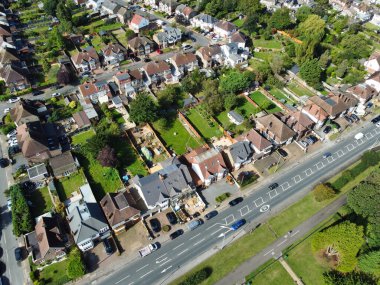 İngiltere 'nin Luton Kasabası' nın en güzel manzara görüntüsü, İHA 'nın İngiltere Yüksek Açılı Kamerası, İngiltere