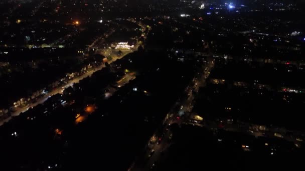 Luton City Üzerindeki Sisli Gece Nin Hava Görüntüleri Ekim 2023 — Stok video