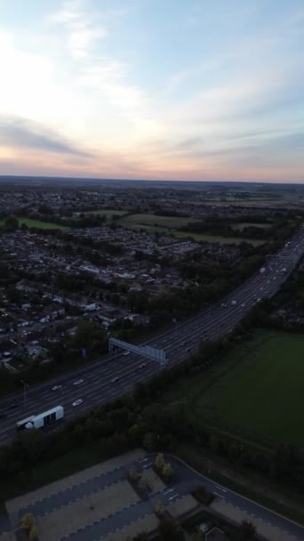Zapis Odcinka Autostrad Luton Wieczorem Października 2023 Roku Luton Anglia — Wideo stockowe