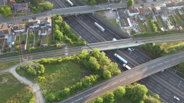 Aerial Footage Luton Motorways Dalam Bahasa Inggris Ditangkap Pada Juni — Stok Video