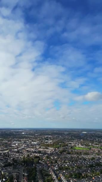 Piękny Wysoki Kąt Widzenia Luton Residential District Uchwycony Kamerą Drone — Wideo stockowe