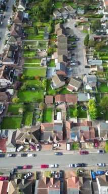 Luton Residential District 'in güzel Yüksek Açılı Manzarası. 22 Ekim 2023 'te Drone' un Kamerası ile yakalanmış.