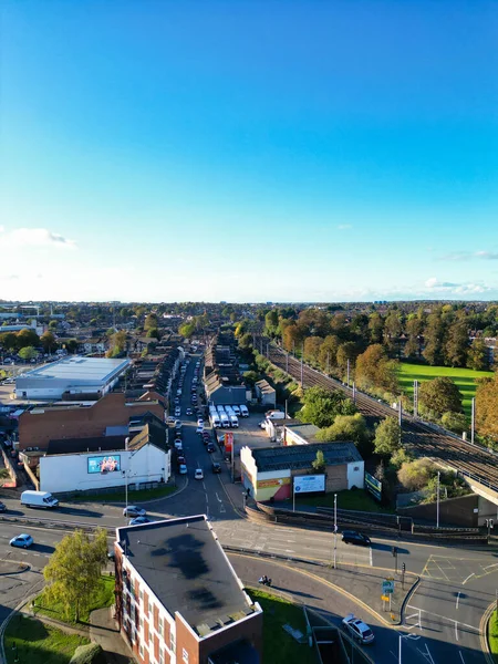 stock image Most Beautiful Aerial View of Residential Real Estate Homes at Luton Town of England UK. Image Captured with Drone's Camera on October 22nd, 2023 During Beautiful Partial Sunny Day