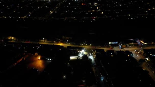 High Angle View Luton City Midnight Footage Captured Drone Camera — Stock Video