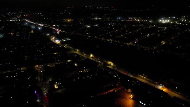 午夜时分卢顿市的高角景观 镜头拍摄于2023年10月21日 — 图库视频影像
