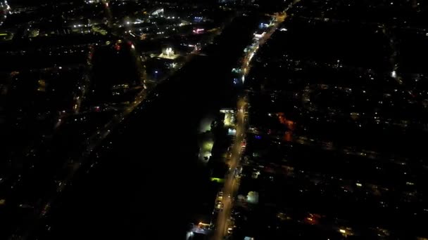 Vista Alto Angolo Luton City Durante Mezzanotte Filmato Stato Ripreso — Video Stock