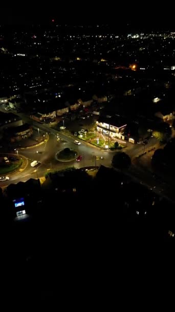 Άποψη Υψηλής Γωνίας Της Πόλης Λούτον Μεσάνυχτα Πλάνα Τραβήχτηκαν Την — Αρχείο Βίντεο