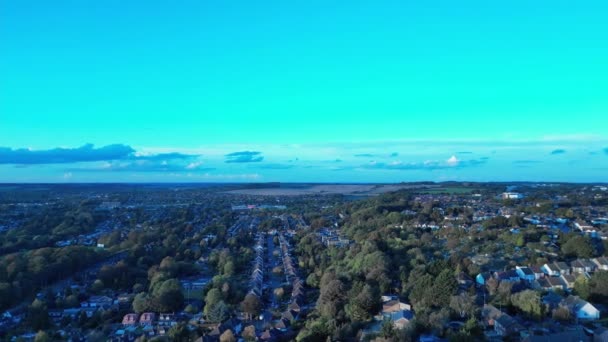Flygfoto Över Luton City Och Park Solnedgången Fångad Drönarkamera Oktober — Stockvideo