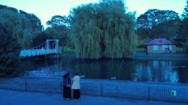 日落时分卢顿城和公园的空中景观 2023年10月24日由Drone相机拍摄 — 图库视频影像