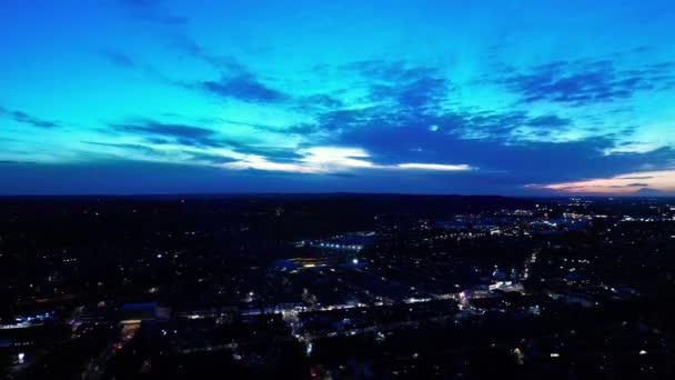 High Angle Footage Der Britischen Stadt Luton Während Der Nacht — Stockvideo
