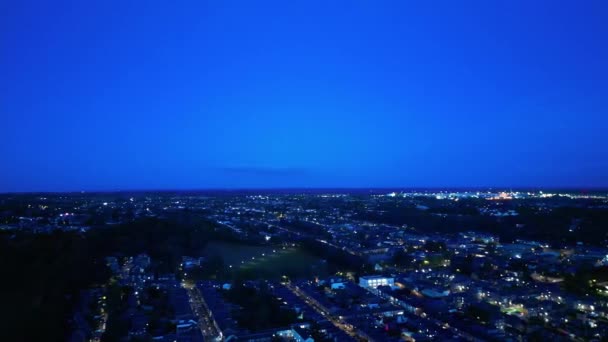 High Angle Filmagem Cidade Britânica Luton Durante Noite Imagens Câmera — Vídeo de Stock