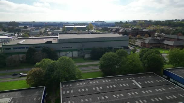 Filmagem High Angle Industrial Estate Southampton Inglaterra Reino Unido Capturado — Vídeo de Stock