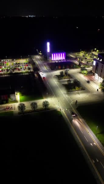 Verticale Beelden Van Northampton City England Tijdens Nacht Verlichte Northampton — Stockvideo