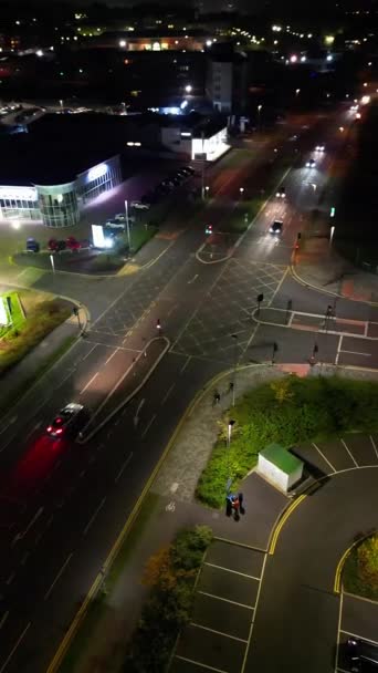 Verticale Beelden Van Northampton City England Tijdens Nacht Verlichte Northampton — Stockvideo