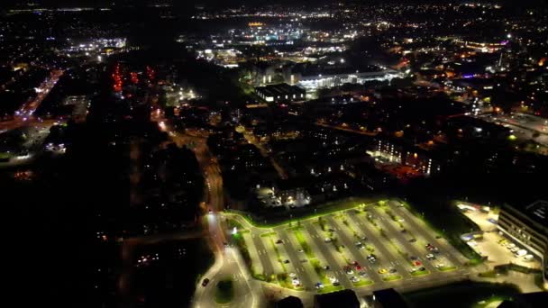 Video Alto Angolo Northampton City Inghilterra Durante Notte Città Illuminata — Video Stock