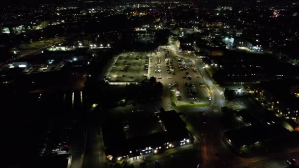 Video Alto Angolo Northampton City Inghilterra Durante Notte Città Illuminata — Video Stock