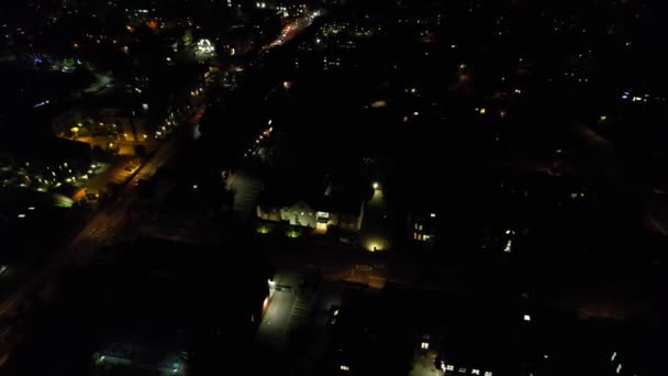 High Angle Filmagem Northampton City England Durante Noite Cidade Iluminada — Vídeo de Stock