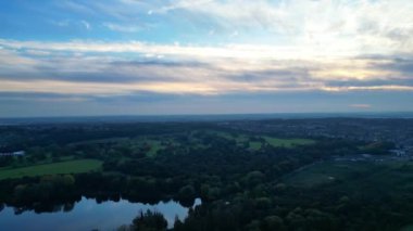 Günbatımında Northampton City ve Countryside. Görüntüler Drone 'un Kamerası ile 25 Ekim 2023' te çekildi.