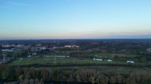 Northampton City Countryside Naplementekor Felvétel Drone Kamerájával Készült 2023 Október — Stock videók