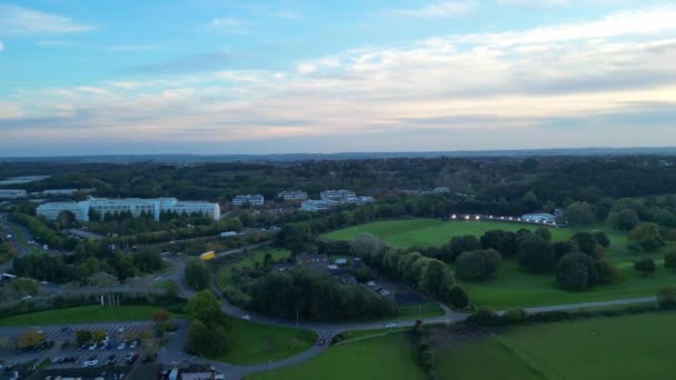 Northampton City Und Land Bei Sonnenuntergang Aufnahmen Mit Drohnen Kamera — Stockvideo