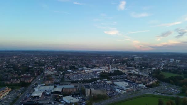 Northampton City Dan Countryside Sunset Rekaman Diambil Dari Kamera Drone — Stok Video