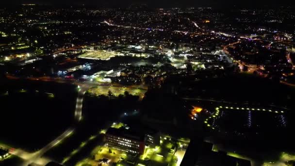 Nagranie High Angle Northampton City England Nocy Oświetlony Northampton City — Wideo stockowe