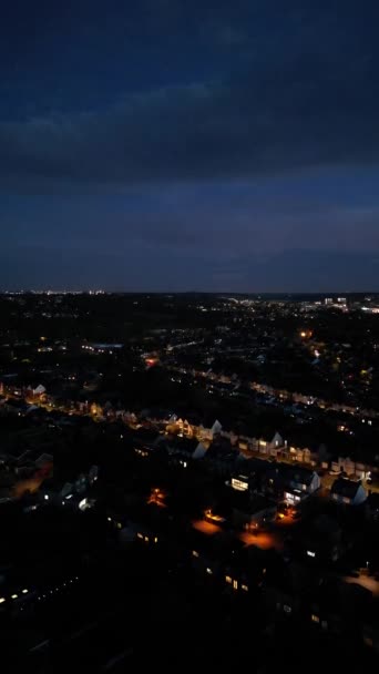 High Angle Footage Von Luton City Nach Sonnenuntergang Aufnahmen Mit — Stockvideo