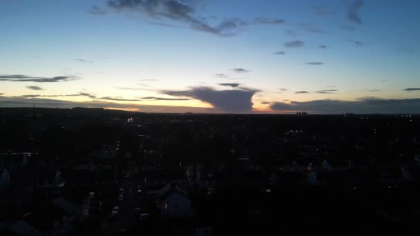 Images Grand Angle Luton City Après Coucher Soleil Séquence Été — Video